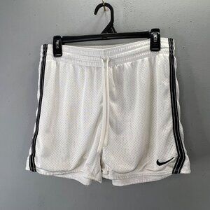 Nike Dri Fit Training Shorts S Men White Black Stripes Perforated Drawstring